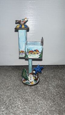 Kelvin Chen No 321 Hand Painted Enamel On Copper Christmas Mini Birdhouse